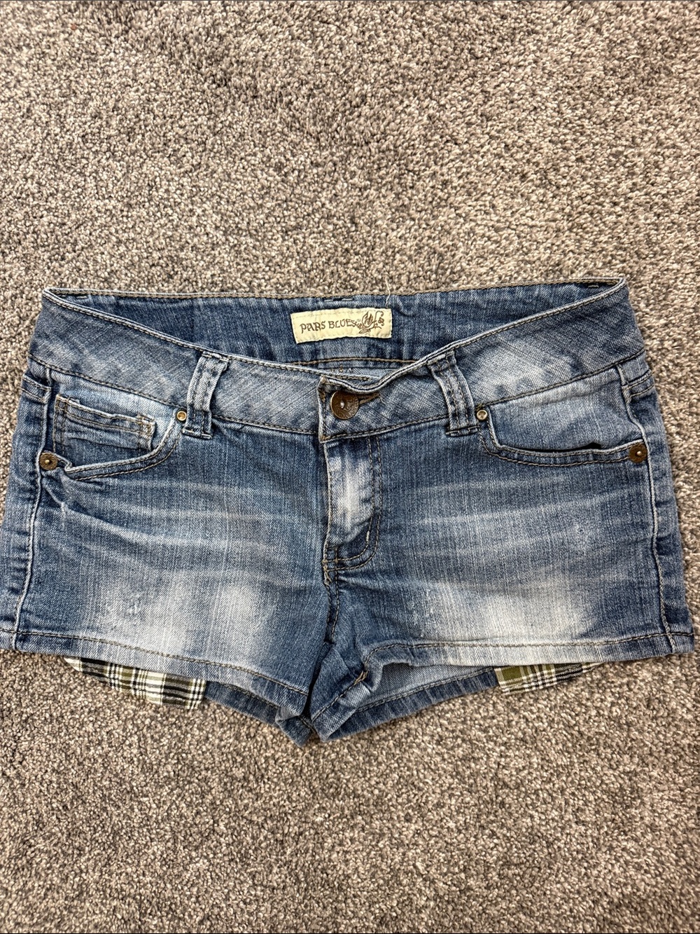 Paris Blues Distressed Blue Denim Short Shorts